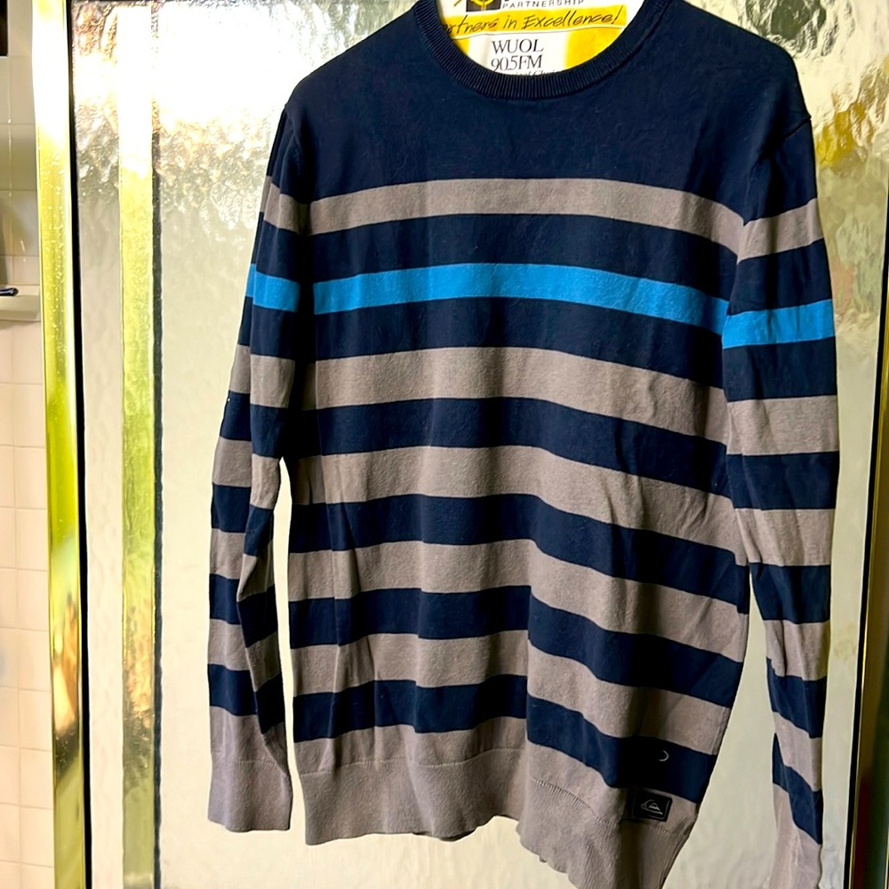 Men’s Quicksilver Cotton Striped Sweater, size M.
